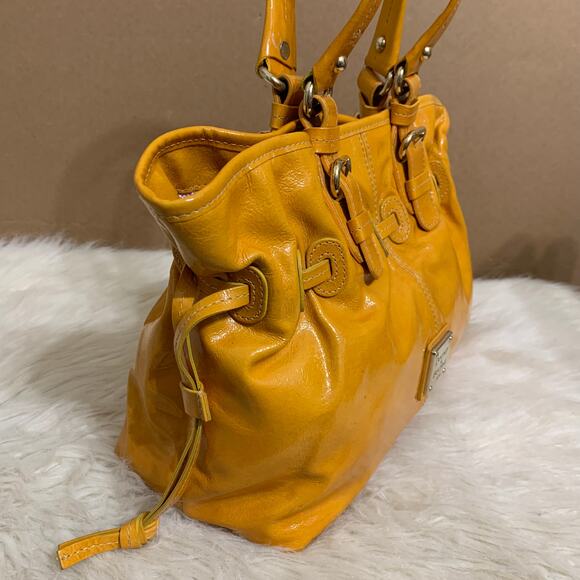 DOONEY & BOURKE Vintage Orange Yellow Small Patent Leather CHIARA D/S Satchel - Picture 2 of 16